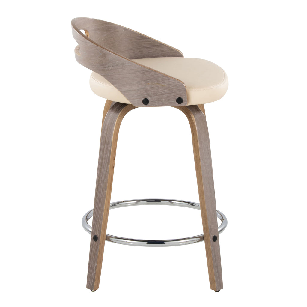 24" Mid-Century Modern Fixed-Height Counter Stool with Swivel in Light