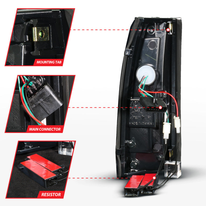 ANZO 88-99 Chevy/GMC C/K1500/2500/3500 Full LED Light Tube Taillights Black Housing Smoke Lens 311486