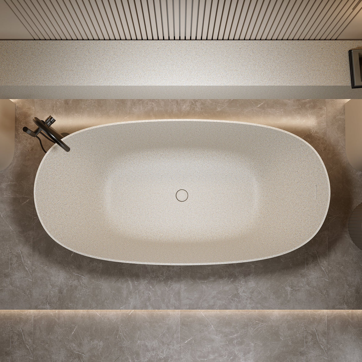 61'' Freestanding Bathtub Resin Stone Soaking Bathtub