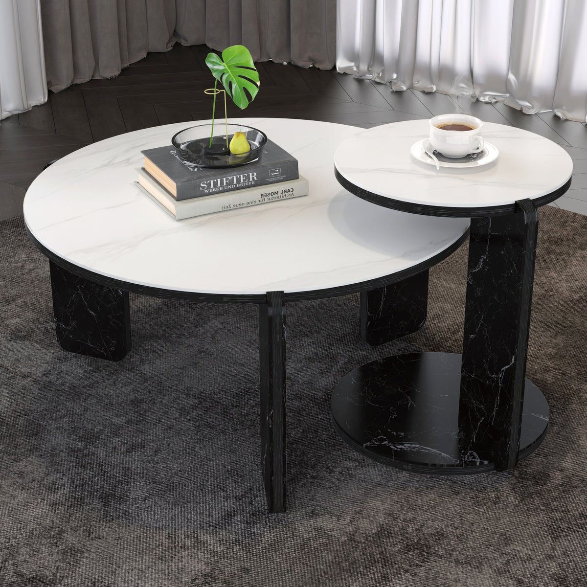 Set of 2 Round Nesting Coffee Tables