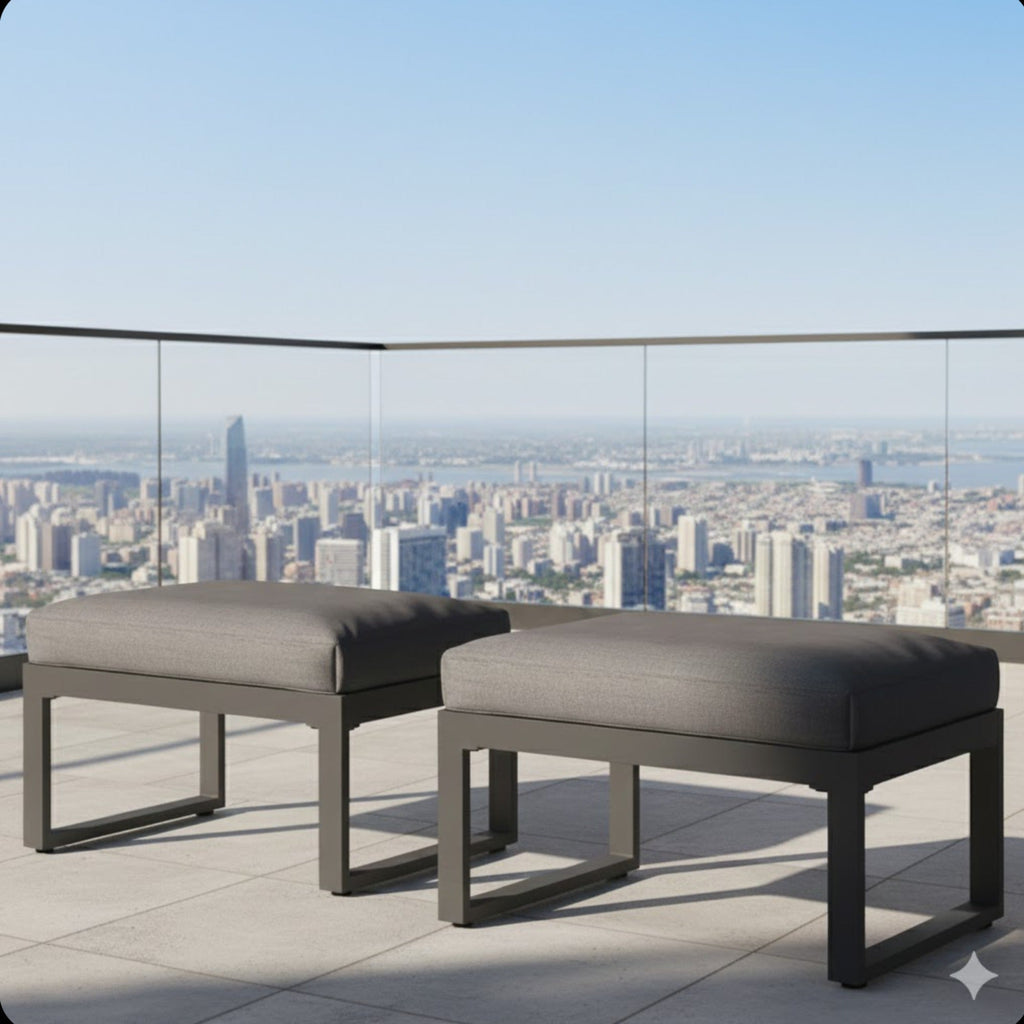 Set of 2 26" All-Weather Aluminum Patio Ottomans Footrests