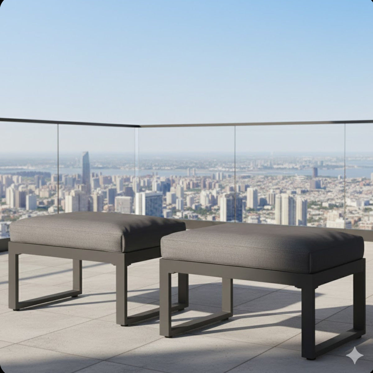 Set of 2 26" All-Weather Aluminum Patio Ottomans Footrests