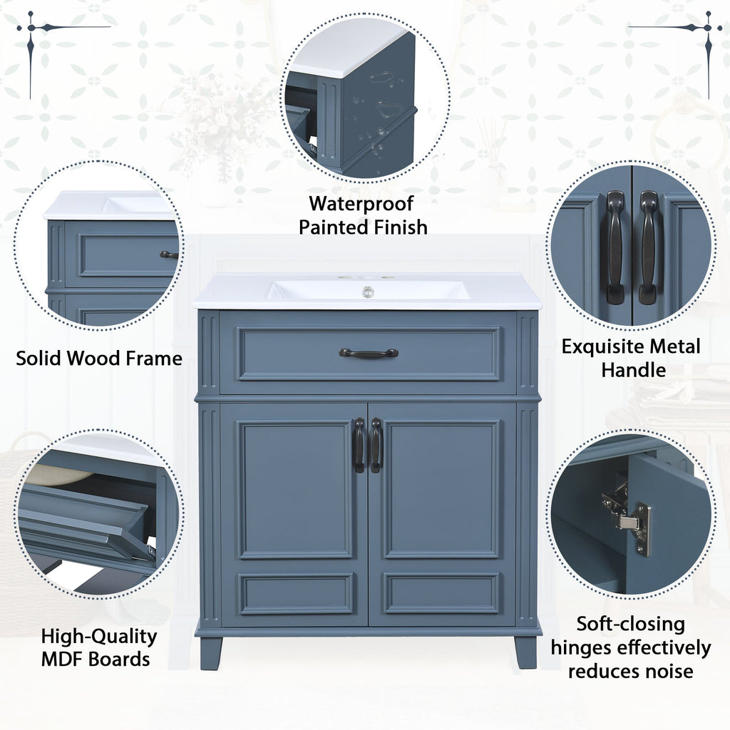 30'' Bathroom Vanity with Ceramic Sink
