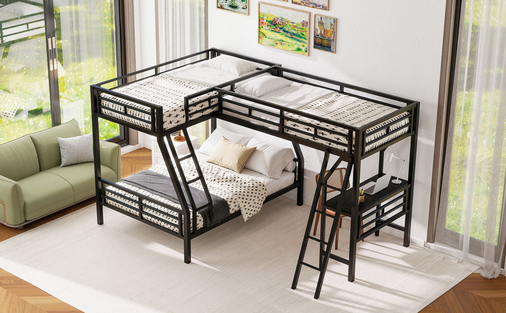 Twin over Full Bunk Bed with Loft Bed and Desk