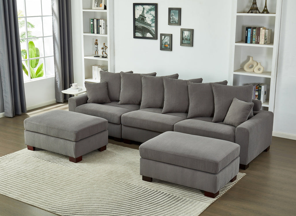 Modular Sectional Sofa - 5 Seater Oversized Convertible L & U Shaped Couch