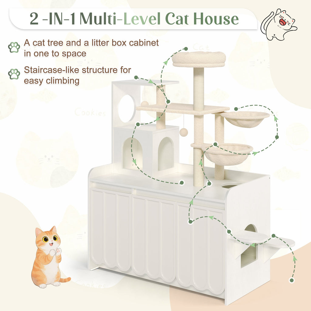 50.6" Cat Tree with Litter Box Enclosure