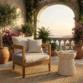Porto Outdoor Club Chair And Concrete Travertine Side Table