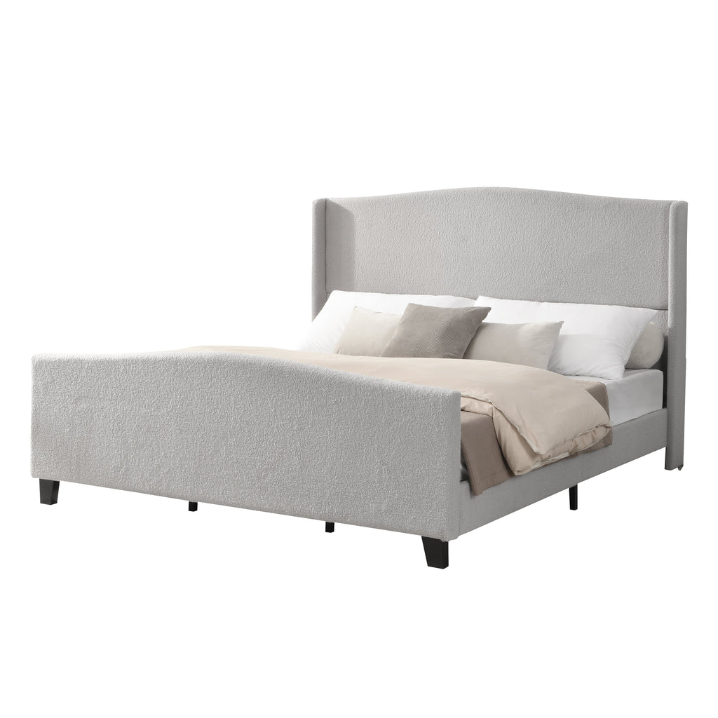 King Size Bed Frame with High Back Upholstered Headboard