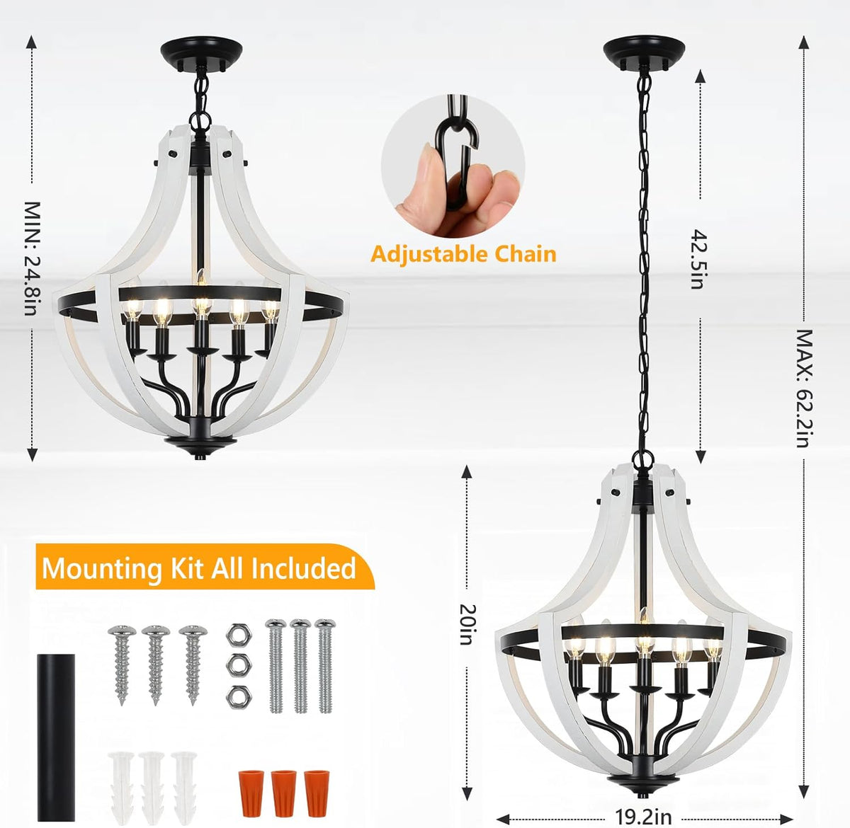 5-Light Farmhouse Chandelier