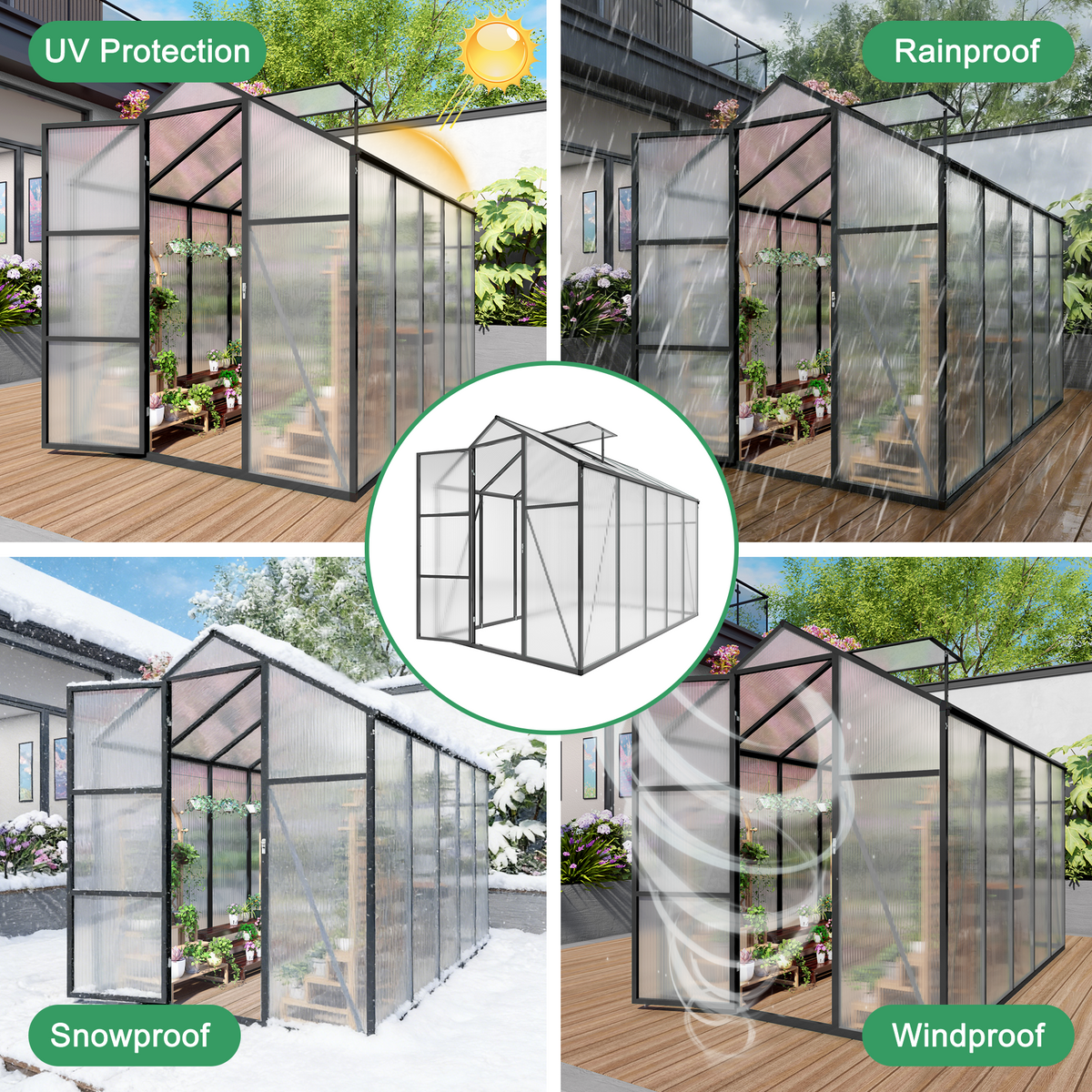 6x10FT Walk-in Outdoor Greenhouse