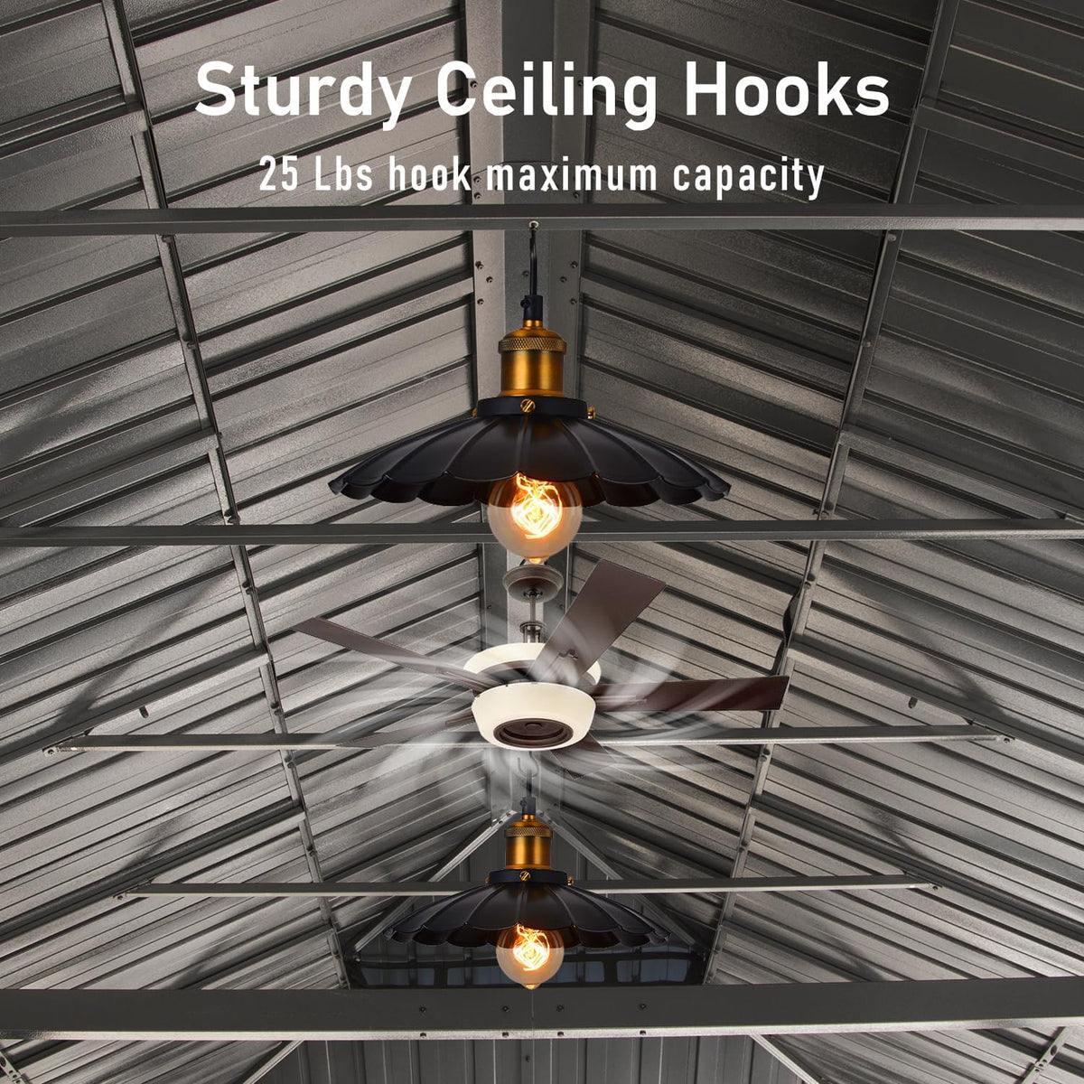 14x24FT Hardtop Gazebo with Galvanized Steel Double Roof