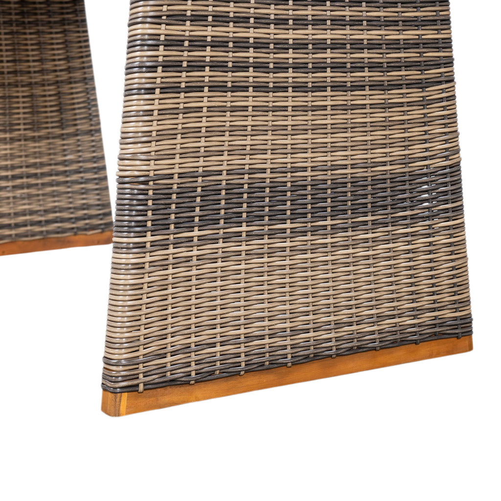 Outdoor Acacia Wood Dining Table Set With 1 Table And 1 Bench