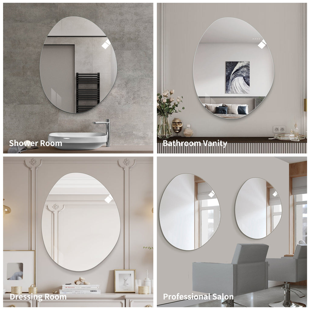 40 in. x 32 in. Modern Asymmetrical Bathroom Wall Mirror