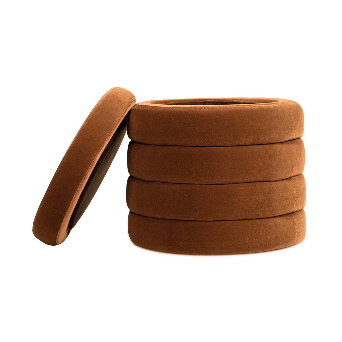 Fuji 19" Oversized Round Storage Ottoman, Burnt