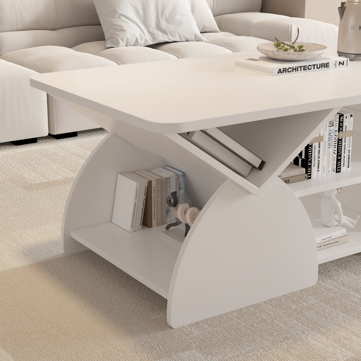 Engineered Wood Rounded Corner Rectangular Coffee Table