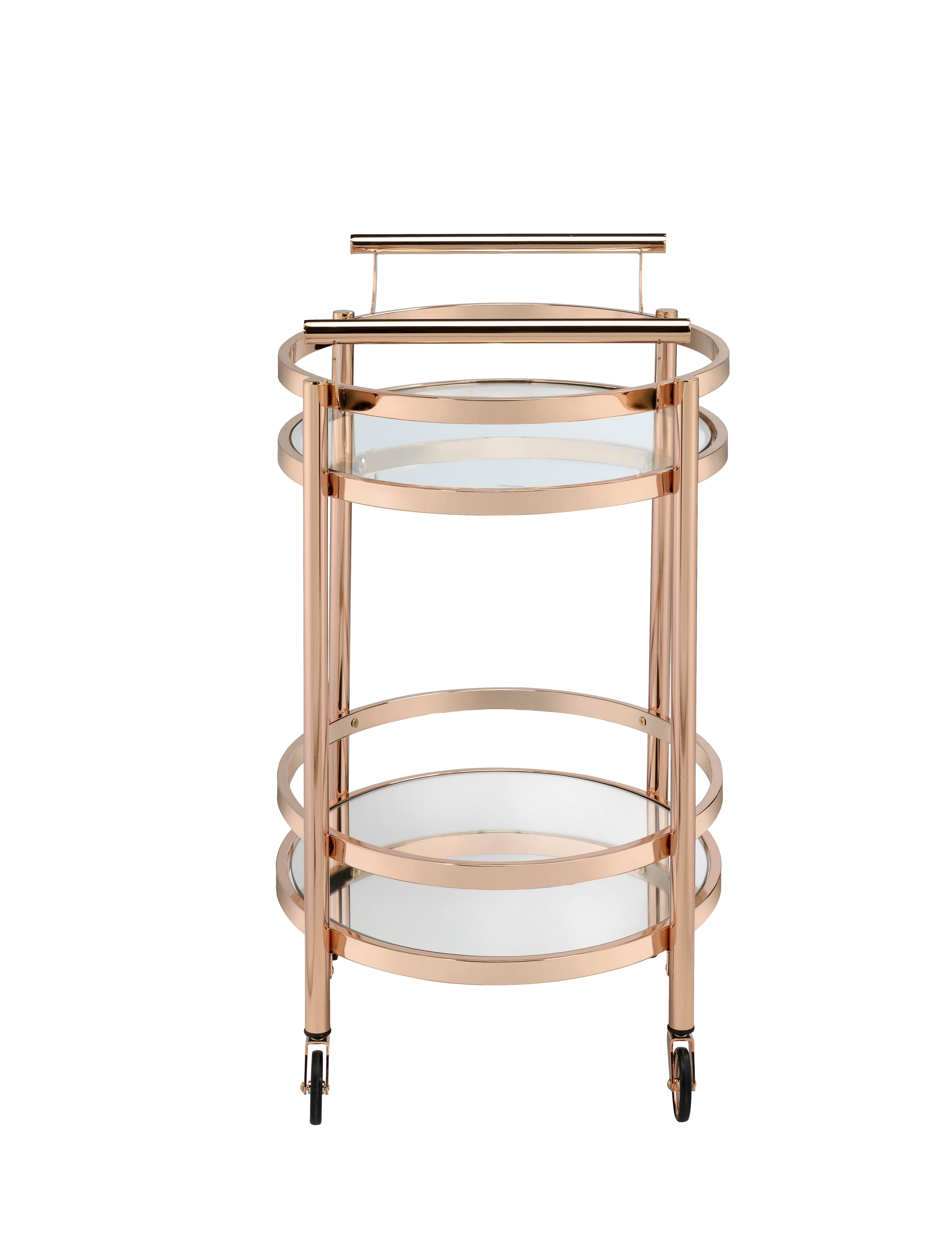 Lakelyn Clear Glass & Rose Serving Cart