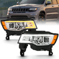 ANZO 2017-2018 Jeep Grand Cherokee Projector Headlights w/ Plank Style Switchback - Chrome w/ Amber 111419