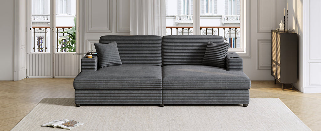 86.5" Oversized Loveseat Chaise Lounge Sectional Sofa Bed