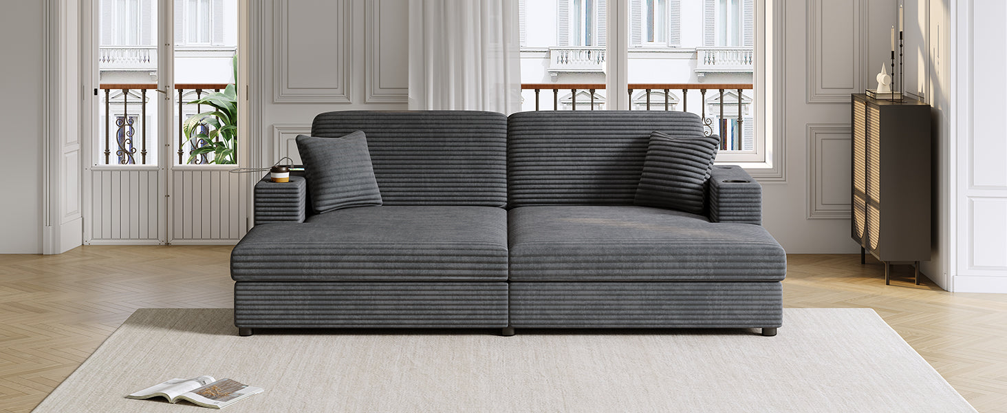 86.5" Oversized Loveseat Chaise Lounge Sectional Sofa Bed