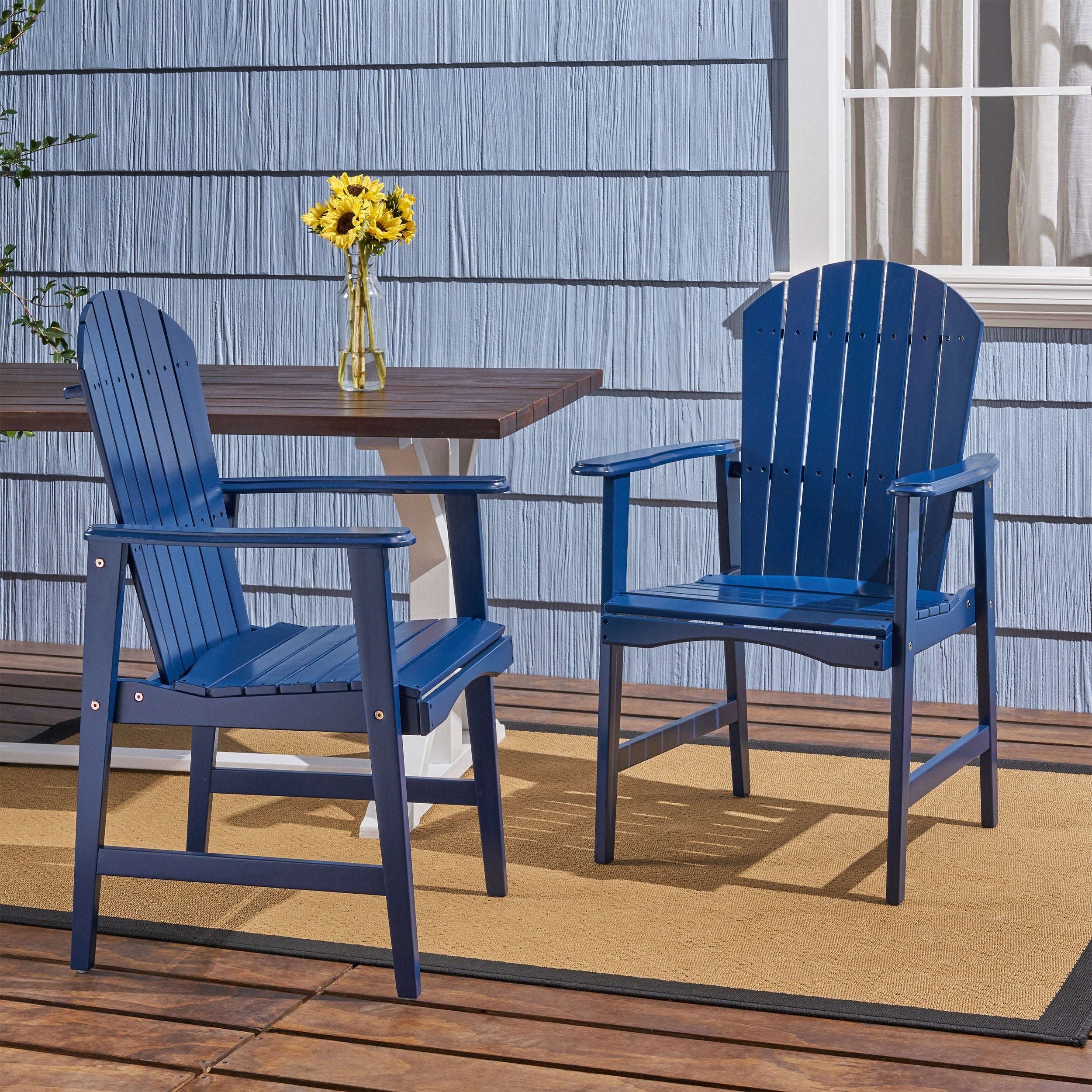 Outdoor Weather Resistant Acacia Wood Adirondack Dining Chairs