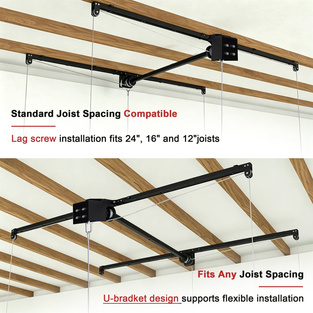 Overhead Double-Layer Garage Storage Rack 4x8 FT