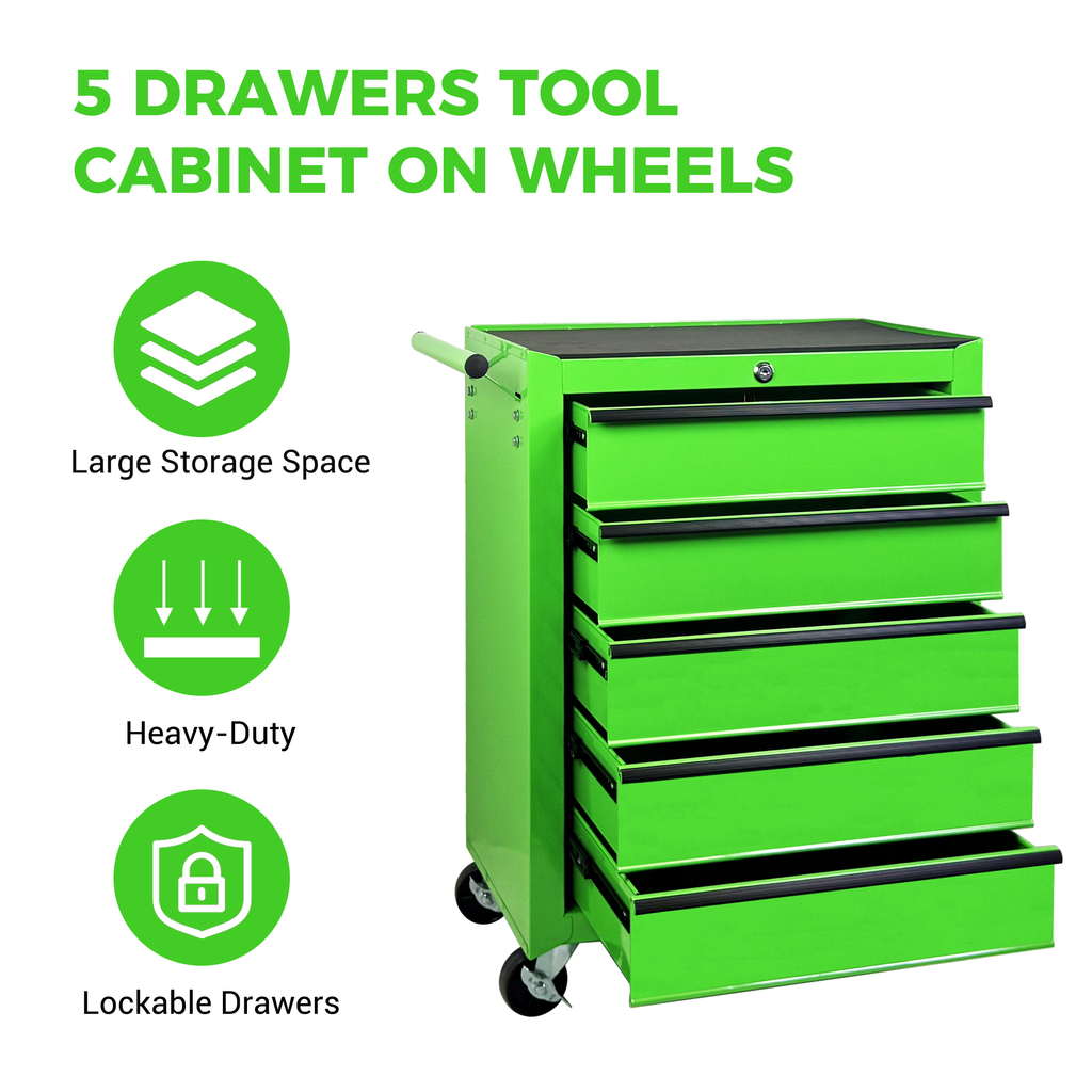 Rolling Metal Tool Chest with 5 Drawers