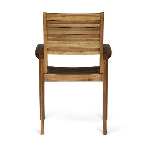 Outdoor Dining Chair Set of 2 - Acacia Wood & Wicker Rattan