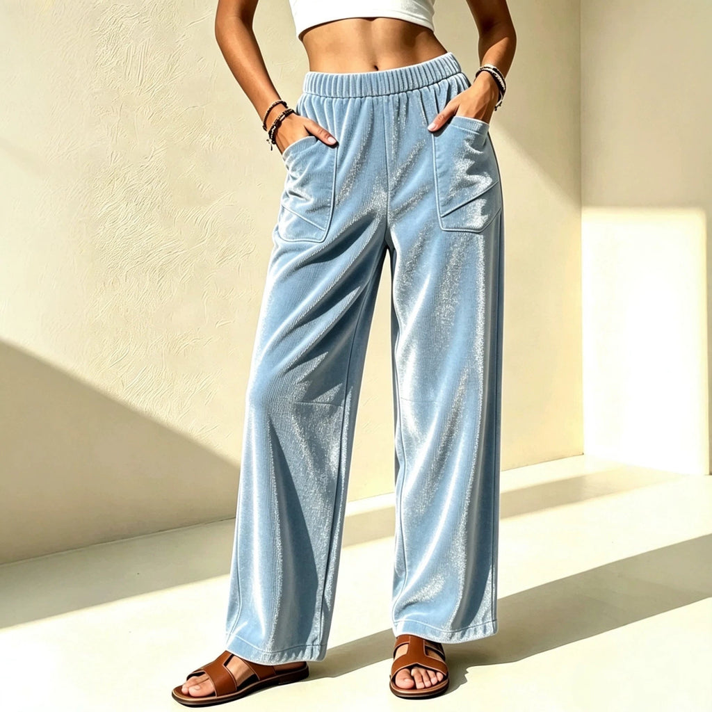 Loose-fit Slimming Draping Wide-leg Casual Pants
