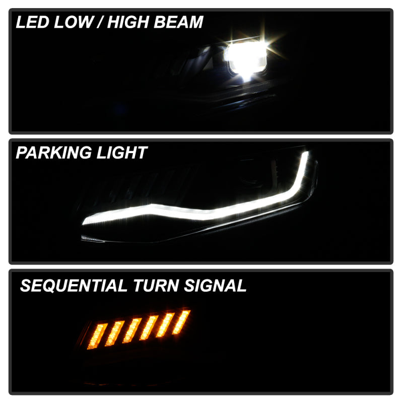Spyder Chevy Camaro 16-18 HID Model Full LED Headlights Black PRO-YD-CCAM16HIDAP-SEQ-BK 5087355