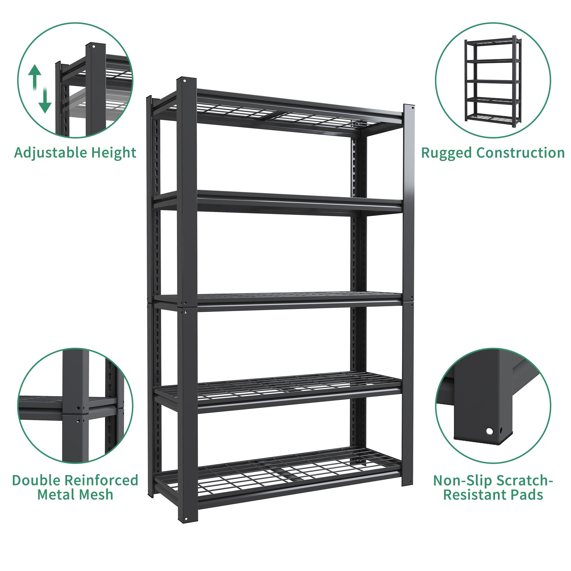 72"H 5-Tier Adjustable Heavy Duty Shelving Rack