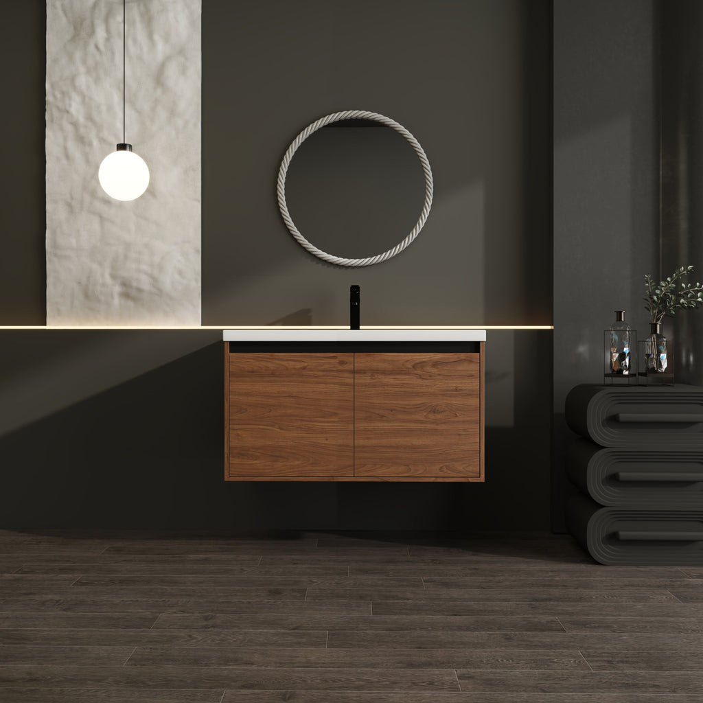 36" Wall Mounted Bathroom Vanity with Resin Basin