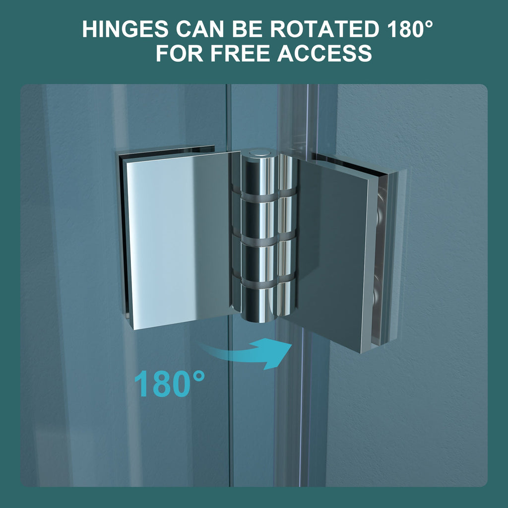 32"W x 72"H Fold Frameless Shower Door with Tempered Glass