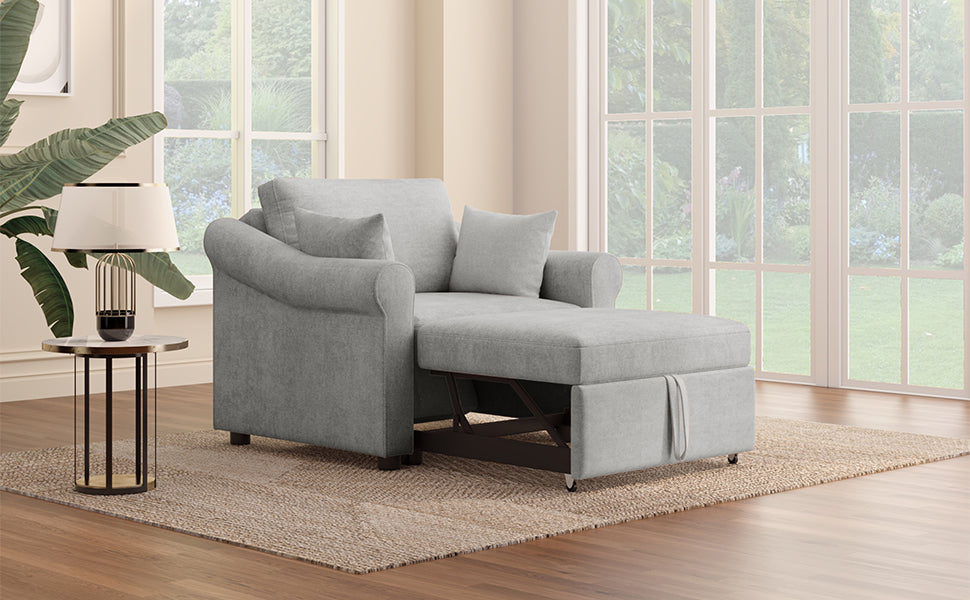 Chenille Convertible Sleeper Chair with Adjustable Backrest