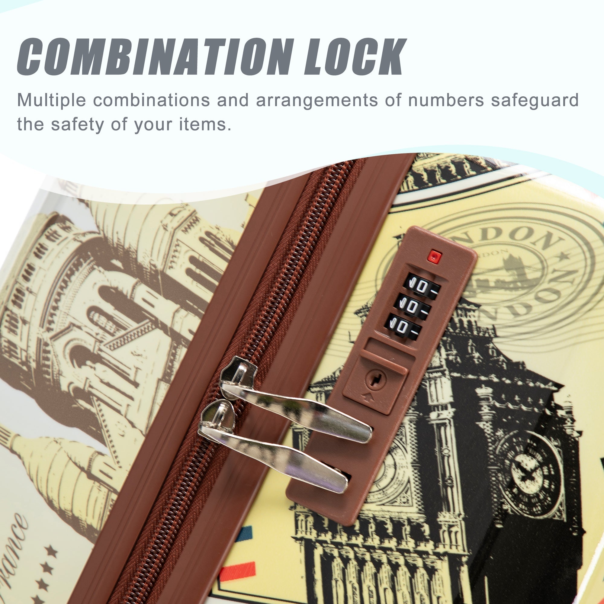 3-Piece PC Spinner Wheel Luggage Set (City Stamps)