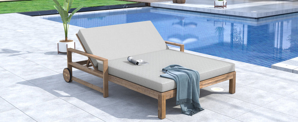 TREXM 1-Piece Farmhouse-styled Wooden Outdoor Sunbed