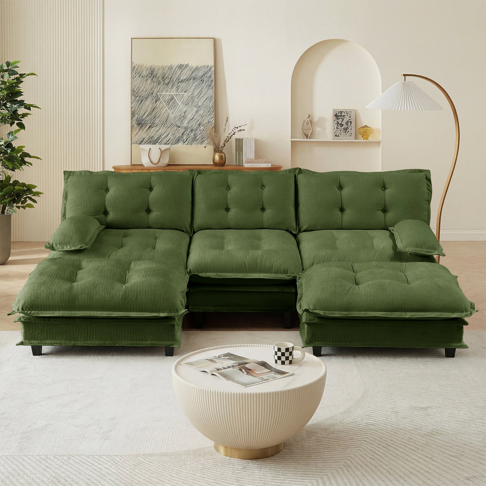 107" U Shaped Modern Sofa Modular Sectional Cloud Couch