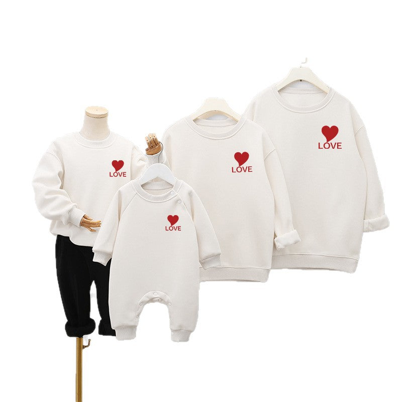 AutumnWinter Fleece-lined Extra-thick Family Matching Sweatshirts