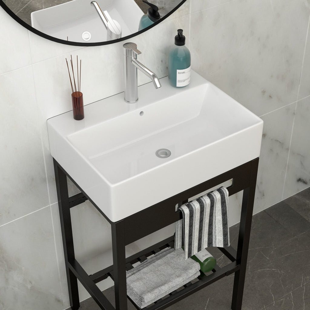 24" x 16.75" Bathroom Ceramic Console Sink with Overflow