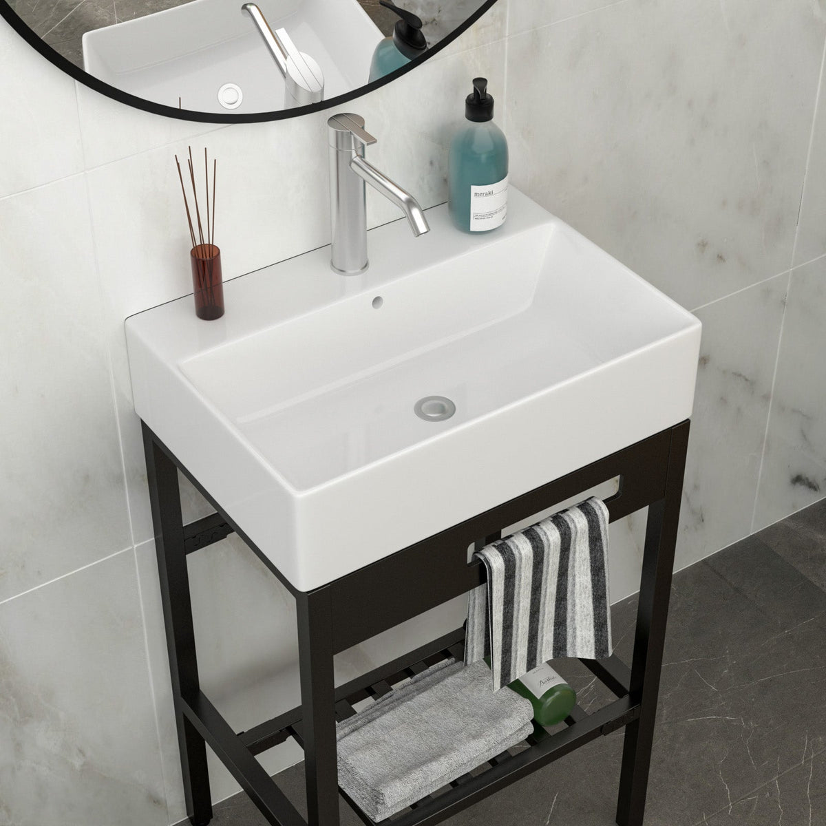 24" x 16.75" Bathroom Ceramic Console Sink with Overflow