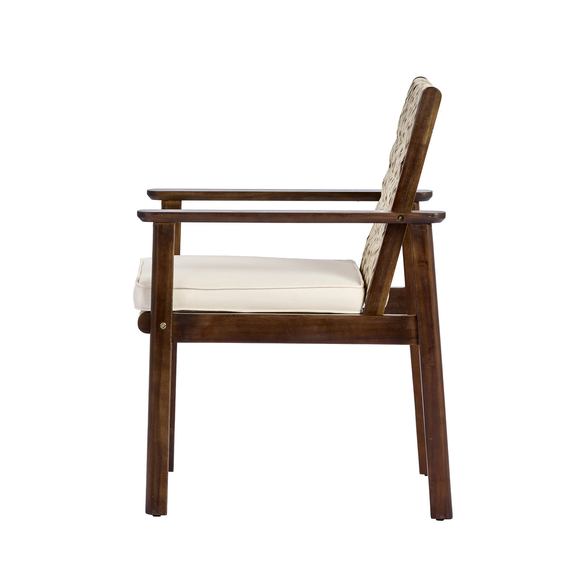 Outdoor Dining Chairs Set of 2 - Acacia Wood & Wicker Rattan