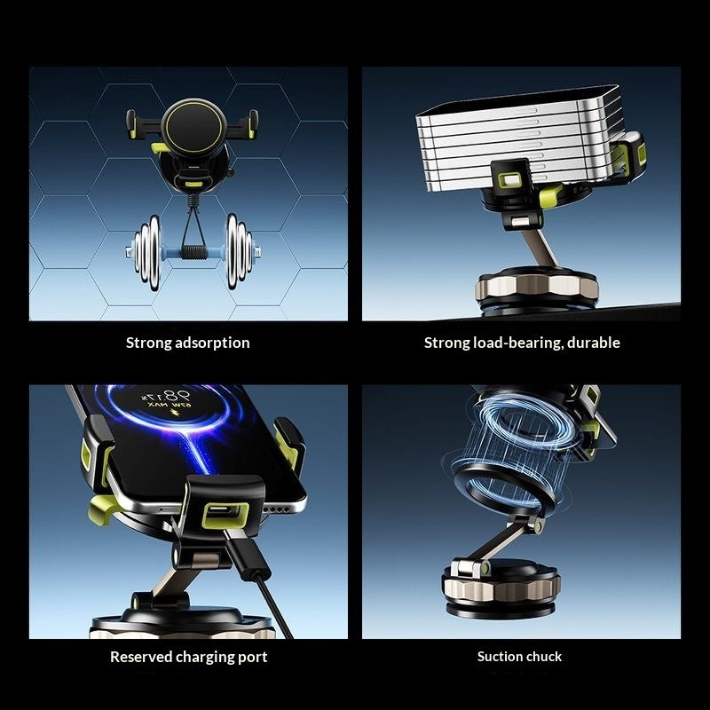 Vacuum-Suction Car Navigation Bracket With Anti-Shake Magnetic Attachment