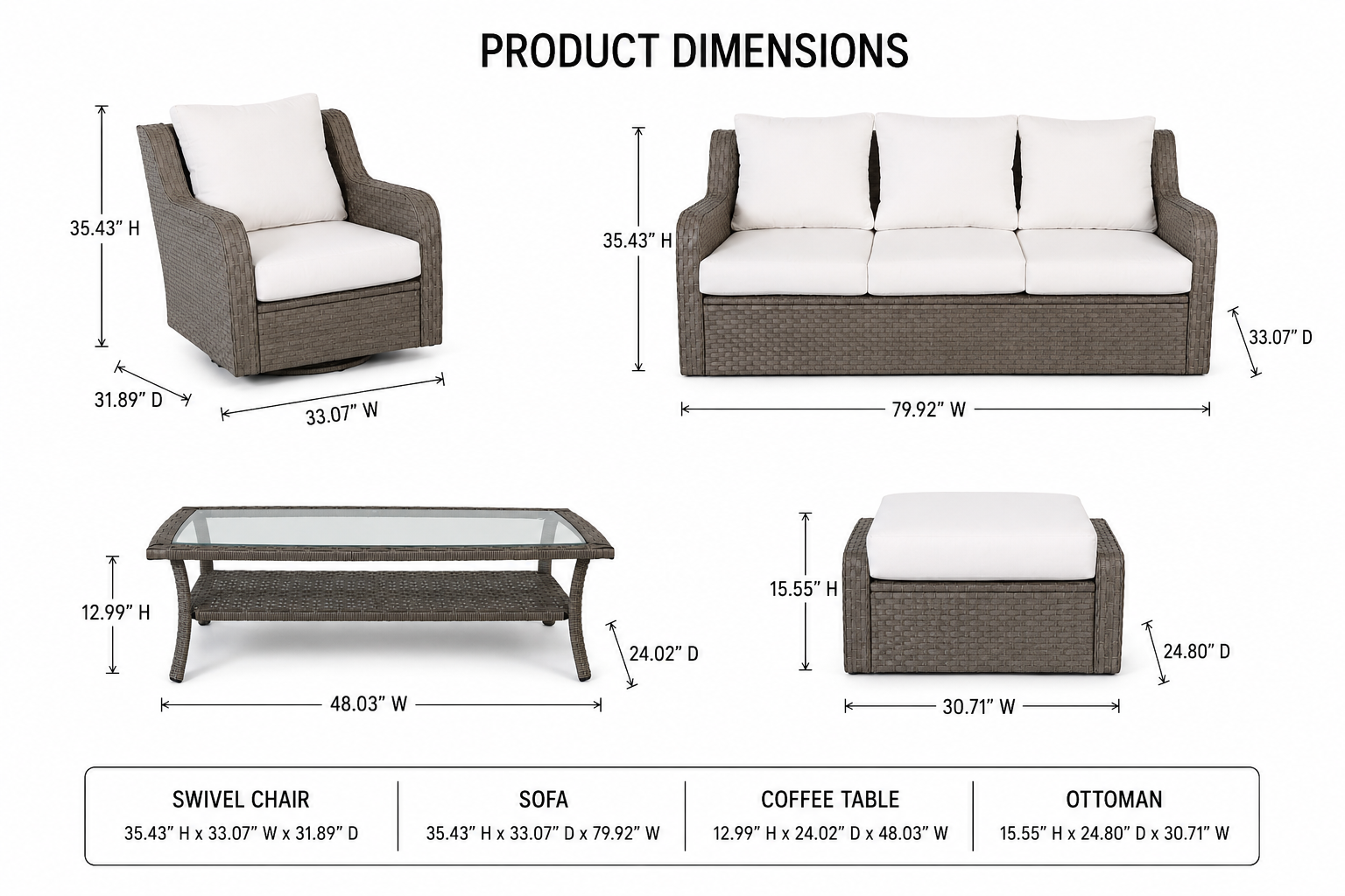 Luxury Rattan Patio Conversation Set
