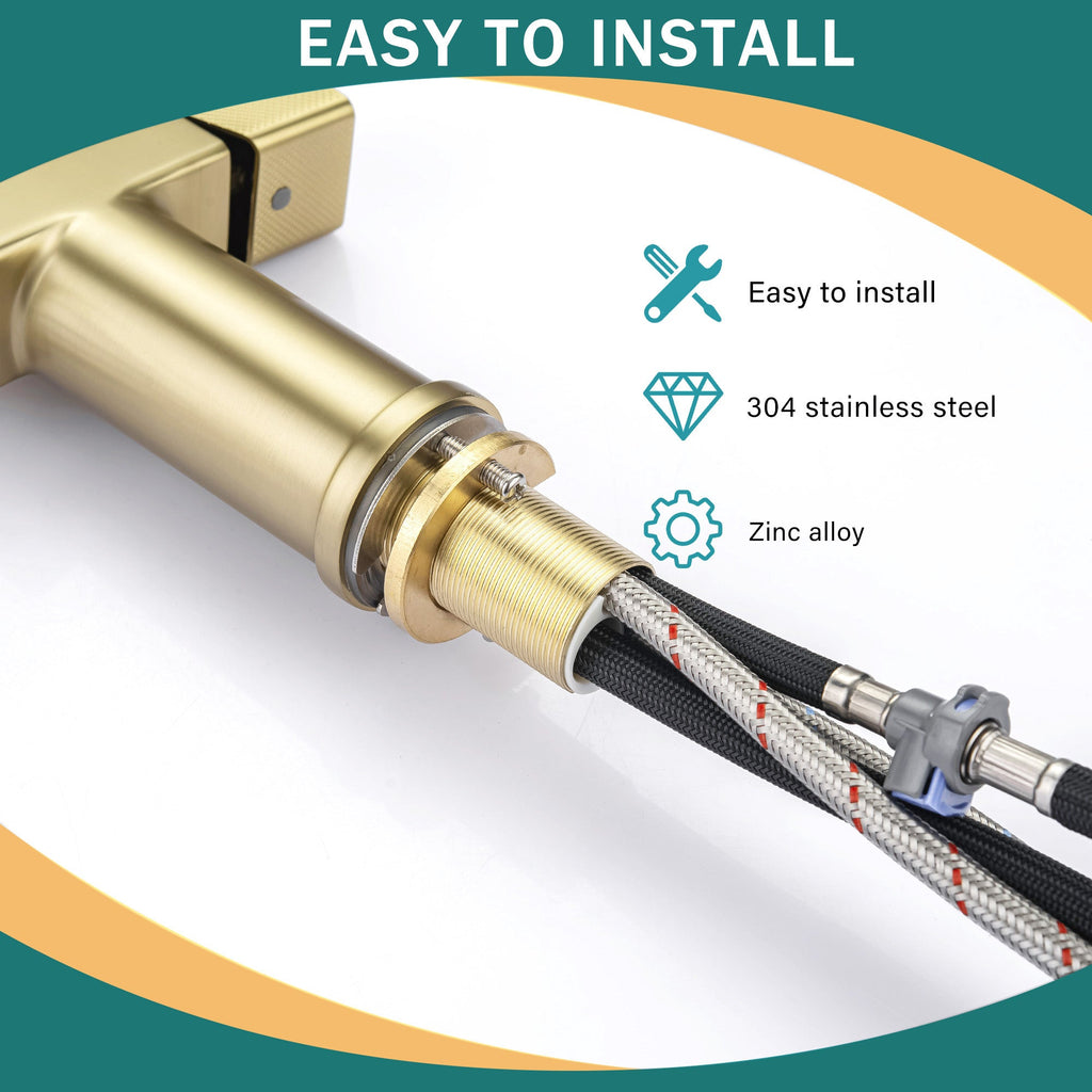 High Arc Pull-Down Kitchen Faucet - Brushed Gold