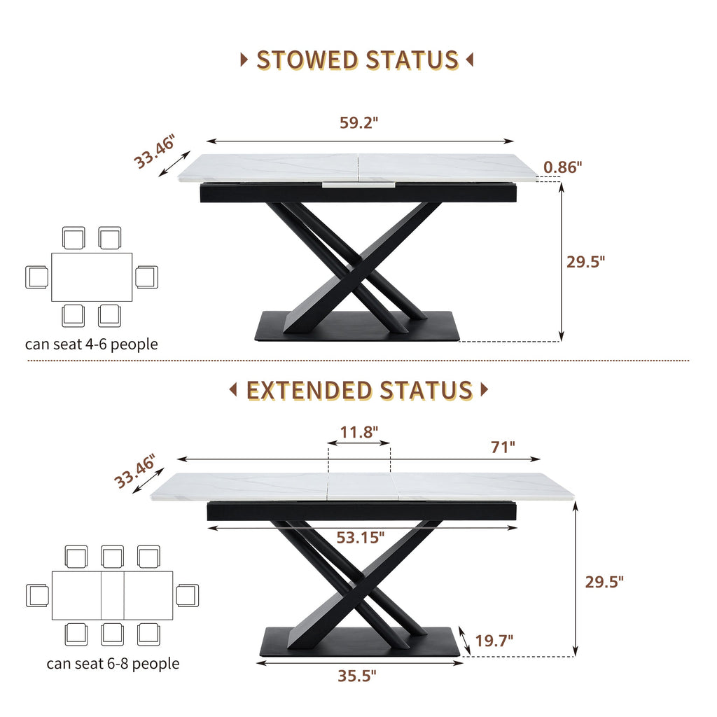 Modern Dining Table with Extendable Functionality