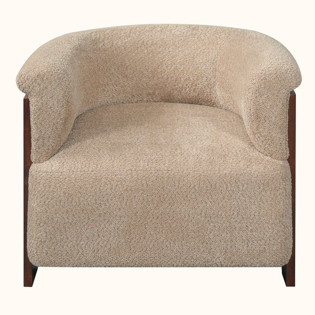 31.7" Mid-Century Curved Barrel Accent Chair