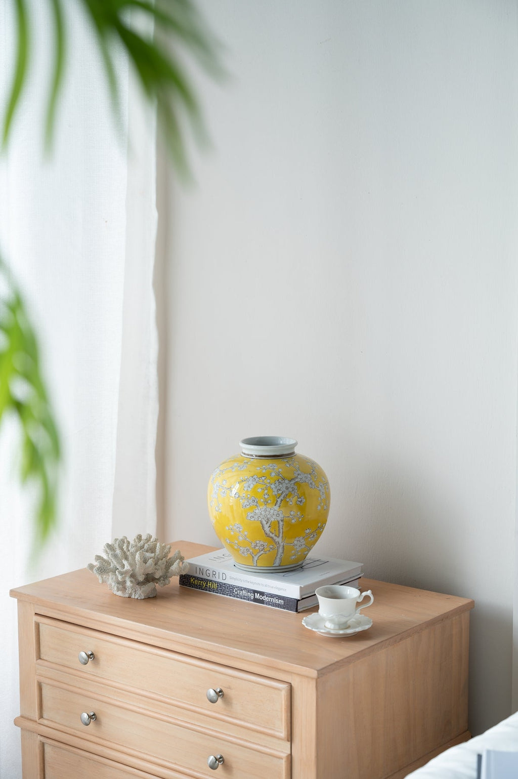 Decorative Yellow and White Accent Vase