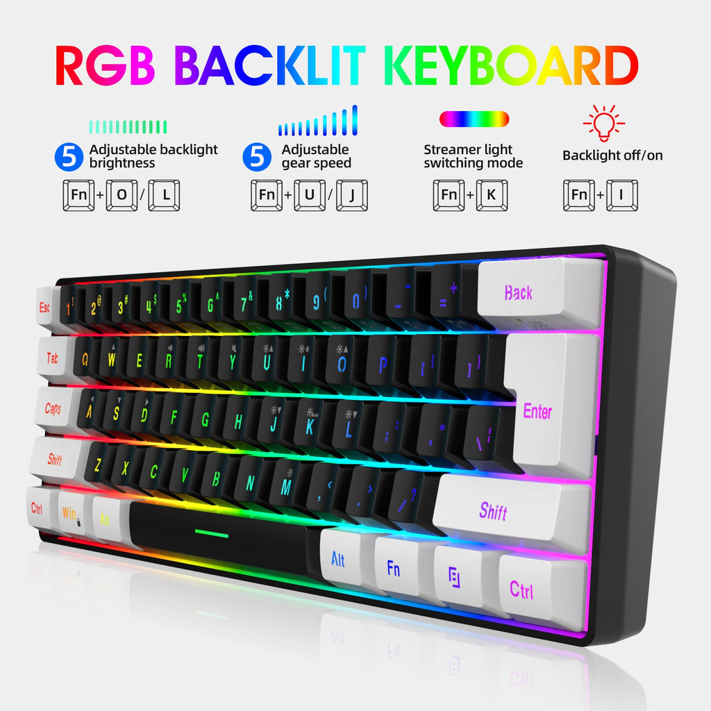 Keyboard And Mouse Suit Color Backlight White And Black Mixed Color