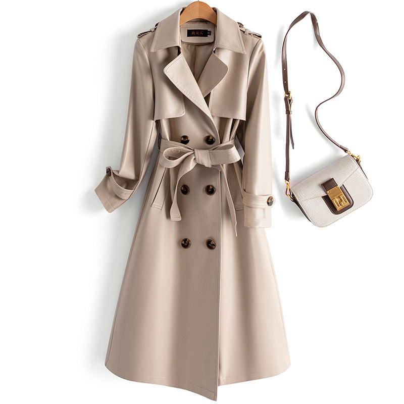Womens New-style Fashionable Slimming Sheepskin Trench Coat