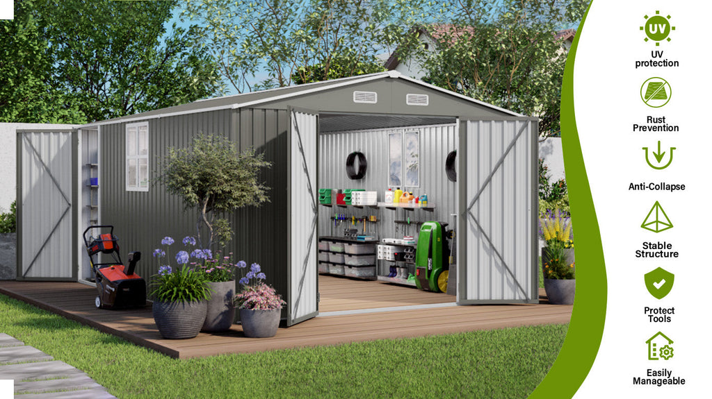 Outdoor Metal Storage Shed - 10x14 FT