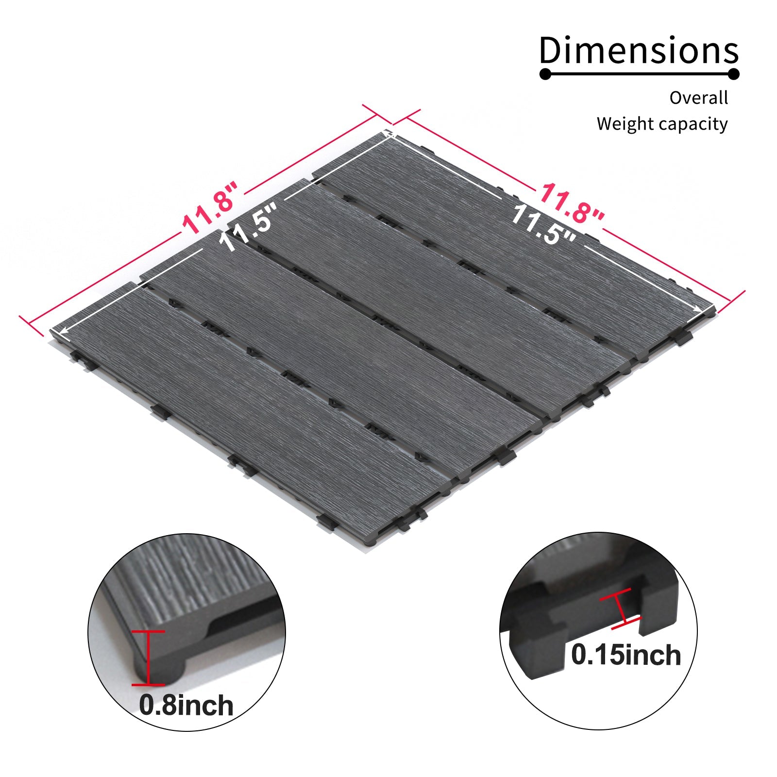 WPC Wood-Plastic Composite Patio Floor Tiles - Pack of 22